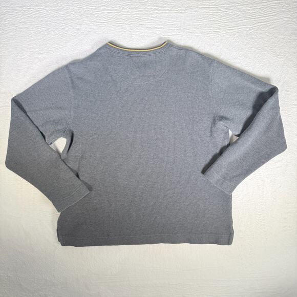 Gap Mens Sweater Gray & Yellow Knit V-Neck Pullover 90s Casual V Neck Size Small - Picture 3 of 6